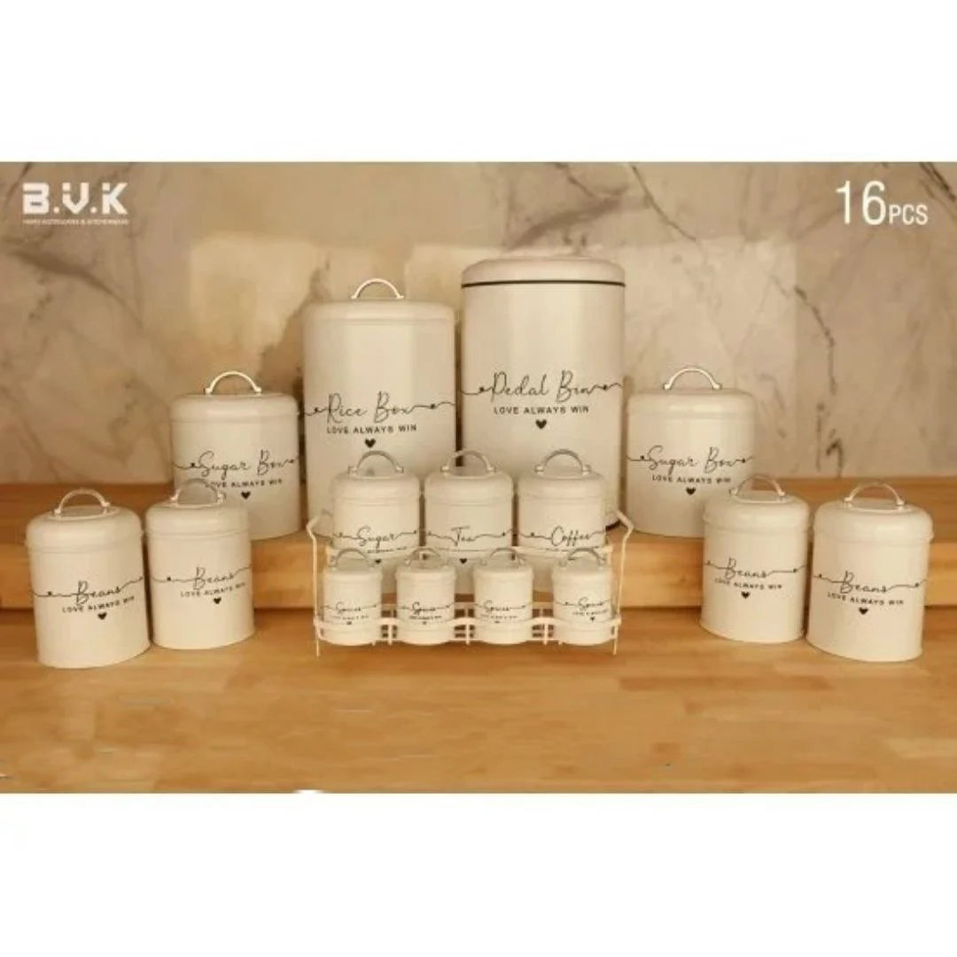 سرویس آشپزخانه 16 پارچه بی وی کی B.V.K مدل Love(G) White کد 805616V