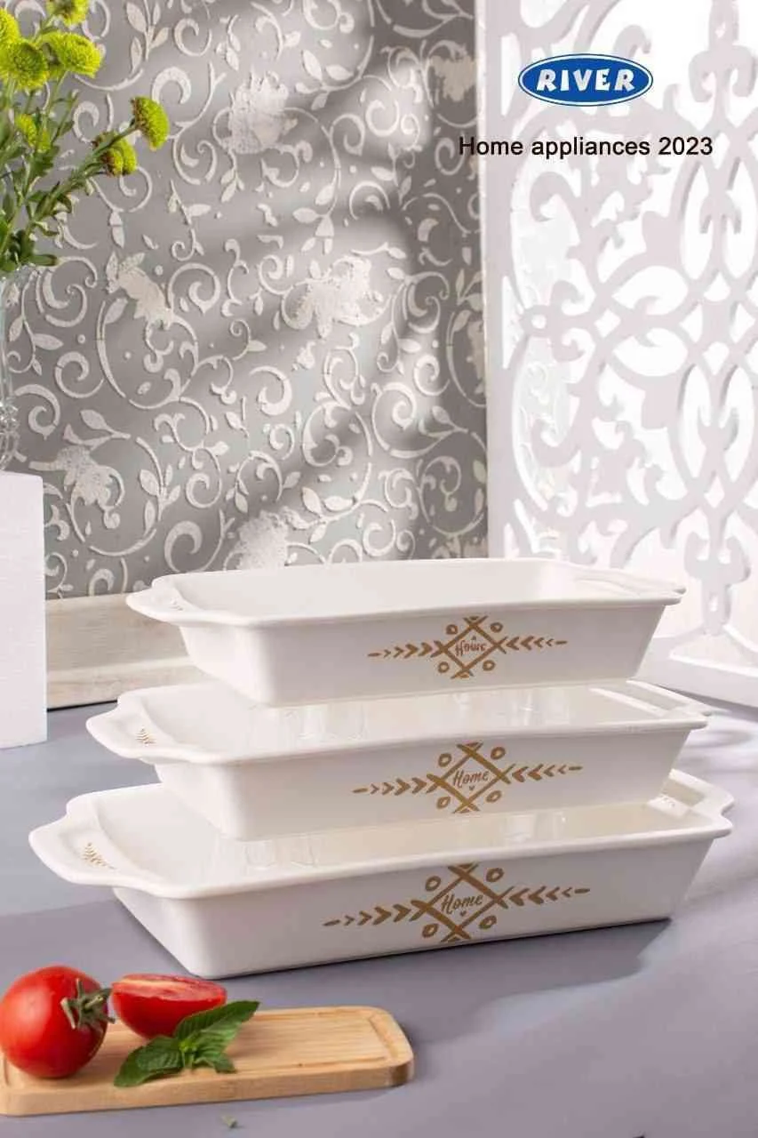 تابه مستطیل متوسط سرمری سفید ریور RIVER کد 8170-34E
